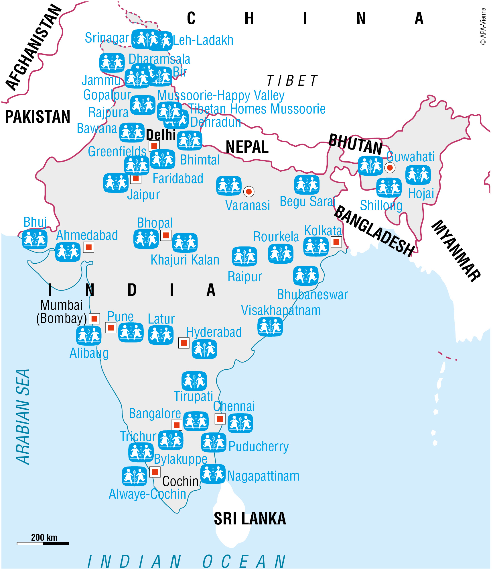 Vi er i India