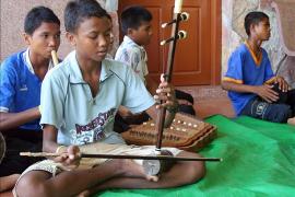 Boys playing traditional instruments, SOS Children's Village Battambang - photo: Axel Halbhuber