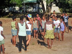 Children standing outside an SOS family home (photo: SOS archives).