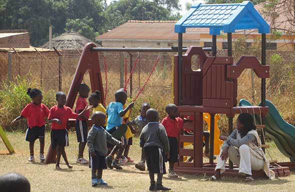 Children in our care playing in the garden during break time (photo: SOS archives)