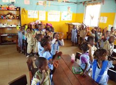 Children at the SOS Kindergarten singing their favourite song (photo: SOS archives).