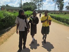 Three girls in our care coming home from school (photo: SOS archives).